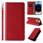 For iPhone 14 Pro Braided Embossed Strong Magnetic Leather Phone Case(Red) - 1