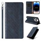 For iPhone 13 Pro Braided Embossed Strong Magnetic Leather Phone Case(Blue) - 1
