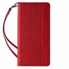For iPhone 13 Braided Embossed Strong Magnetic Leather Phone Case(Red) - 3