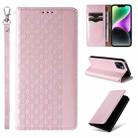 For iPhone 13 Braided Embossed Strong Magnetic Leather Phone Case(Rose Gold) - 1