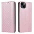 For iPhone 13 Braided Embossed Strong Magnetic Leather Phone Case(Rose Gold) - 2