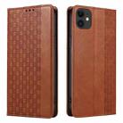 For iPhone 12 / 12 Pro Braided Embossed Strong Magnetic Leather Phone Case(Brown) - 2