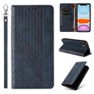 For iPhone 12 / 12 Pro Braided Embossed Strong Magnetic Leather Phone Case(Blue) - 1