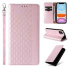 For iPhone 12 / 12 Pro Braided Embossed Strong Magnetic Leather Phone Case(Rose Gold) - 1