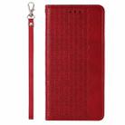 For iPhone 12 Pro Max Braided Embossed Strong Magnetic Leather Phone Case(Red) - 3