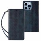 For iPhone 12 Pro Max Braided Embossed Strong Magnetic Leather Phone Case(Blue) - 2