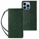For iPhone 12 Pro Max Braided Embossed Strong Magnetic Leather Phone Case(Green) - 2