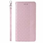 For iPhone 12 Pro Max Braided Embossed Strong Magnetic Leather Phone Case(Rose Gold) - 3