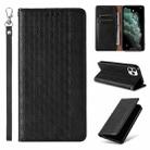 For iPhone 11 Pro Max Braided Embossed Strong Magnetic Leather Phone Case(Black) - 1