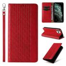 For iPhone 11 Pro Max Braided Embossed Strong Magnetic Leather Phone Case(Red) - 1