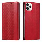 For iPhone 11 Pro Max Braided Embossed Strong Magnetic Leather Phone Case(Red) - 2