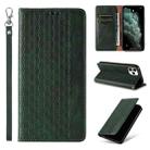 For iPhone 11 Pro Max Braided Embossed Strong Magnetic Leather Phone Case(Green) - 1