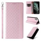 For iPhone 11 Pro Max Braided Embossed Strong Magnetic Leather Phone Case(Rose Gold) - 1