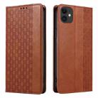 For iPhone 11 Braided Embossed Strong Magnetic Leather Phone Case(Brown) - 2