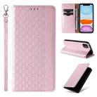 For iPhone 11 Braided Embossed Strong Magnetic Leather Phone Case(Rose Gold) - 1