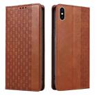 For iPhone X / XS Braided Embossed Strong Magnetic Leather Phone Case(Brown) - 2