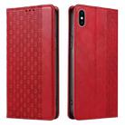 For iPhone X / XS Braided Embossed Strong Magnetic Leather Phone Case(Red) - 2