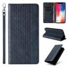 For iPhone X / XS Braided Embossed Strong Magnetic Leather Phone Case(Blue) - 1