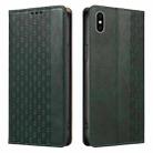 For iPhone X / XS Braided Embossed Strong Magnetic Leather Phone Case(Green) - 2