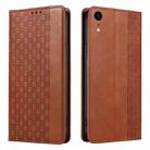 For iPhone XR Braided Embossed Strong Magnetic Leather Phone Case(Brown) - 2