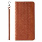 For iPhone XR Braided Embossed Strong Magnetic Leather Phone Case(Brown) - 3
