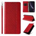 For iPhone XR Braided Embossed Strong Magnetic Leather Phone Case(Red) - 1