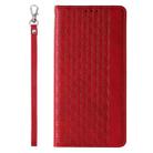 For iPhone XR Braided Embossed Strong Magnetic Leather Phone Case(Red) - 3