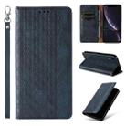 For iPhone XR Braided Embossed Strong Magnetic Leather Phone Case(Blue) - 1