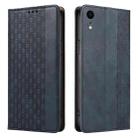 For iPhone XR Braided Embossed Strong Magnetic Leather Phone Case(Blue) - 2
