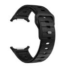 For Samsung Galaxy Watch Ultra 47mm Horizontal Stripes Reverse Buckle Silicone Watch Band(Pure Black) - 3