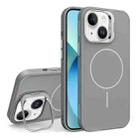 For iPhone 13 Organic Silicone Lens Holder MagSafe Phone Case(Grey) - 1