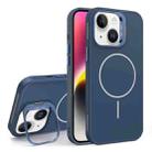 For iPhone 14 Organic Silicone Lens Holder MagSafe Phone Case(Blue) - 1