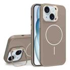 For iPhone 15 Organic Silicone Lens Holder MagSafe Phone Case(Desert Gold) - 1