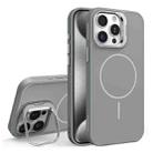 For iPhone 15 Pro Organic Silicone Lens Holder MagSafe Phone Case(Grey) - 1