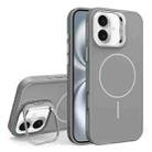 For iPhone 16 Plus Organic Silicone Lens Holder MagSafe Phone Case(Grey) - 1