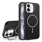 For iPhone 16 Organic Silicone Lens Holder MagSafe Phone Case(Black) - 1