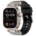 For Apple Watch 42 / 44 / 45 / 46 / 49mm Metal Connector Explorer Silicone Watch Band(Titanium Black) - 1
