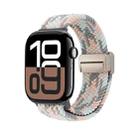 For Apple Watch 46mm / 49mm / 45mm / 44mm Magnetic Buckle Loop Woven Watch Band(Gray Pink Blue) - 2