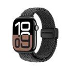 For Apple Watch 46mm / 49mm / 45mm / 44mm Magnetic Buckle Loop Woven Watch Band(Down Black) - 2