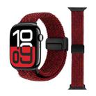 For Apple Watch 42mm / 41mm / 40mm / 38mm Magnetic Buckle Loop Woven Watch Band(Black Silt Red) - 1