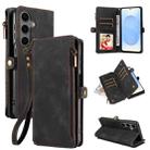 For Samsung Galaxy S25 5G Fantasy Multifunctional Zipper Wallet Leather Phone Case(Black) - 1