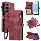 For Samsung Galaxy S25 5G Fantasy Multifunctional Zipper Wallet Leather Phone Case(Red) - 1