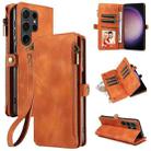 For Samsung Galaxy S24 Ultra 5G Fantasy Multifunctional Zipper Wallet Leather Phone Case(Brown) - 1