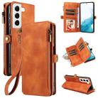 For Samsung Galaxy S22 5G Fantasy Multifunctional Zipper Wallet Leather Phone Case(Brown) - 1