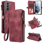 For Samsung Galaxy S21 5G Fantasy Multifunctional Zipper Wallet Leather Phone Case(Red) - 1