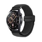 22mm Magnetic Buckle Nylon Braided Watch Band(Black) - 1