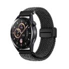 22mm Magnetic Buckle Nylon Braided Watch Band(Duck Down Black) - 1