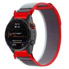 For Gamin 22mm Titanite Quick Release Loop Nylon Watch Band(Red Gray+Red) - 1