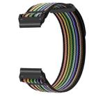For Gamin 26mm Titanite Quick Release Loop Nylon Watch Band(Black Rainbow+Black) - 2