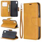 Retro Lambskin Texture Pure Color Horizontal Flip PU Leather Case for Huawei Y5 2019 & Honor 8s, with Holder & Card Slots & Wallet & Lanyard(Yellow) - 1